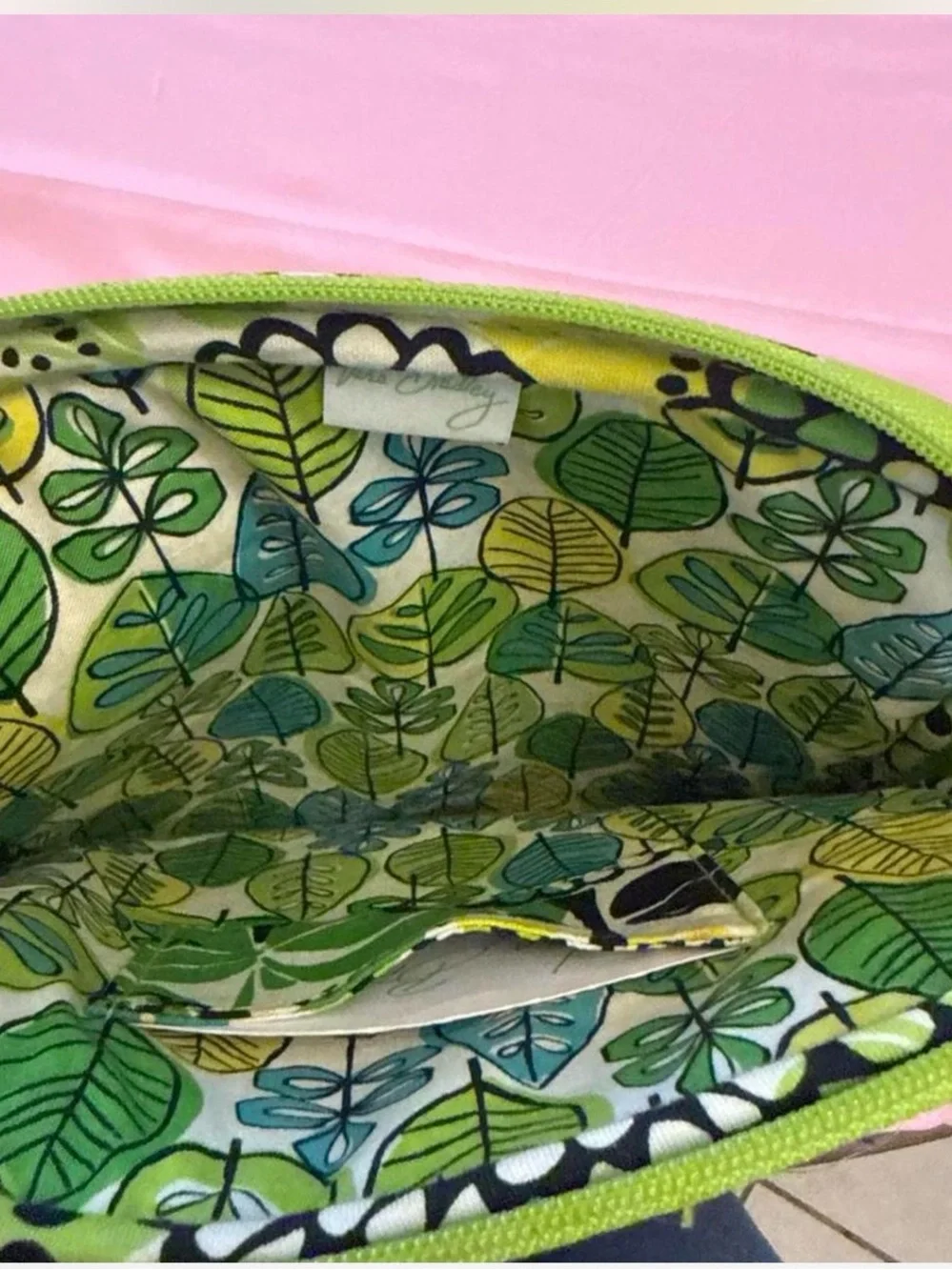Vera Bradley Floral Zip Pouch - Green, Teal, Black Table/ IPad Case